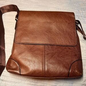Brown leather satchel crossbody